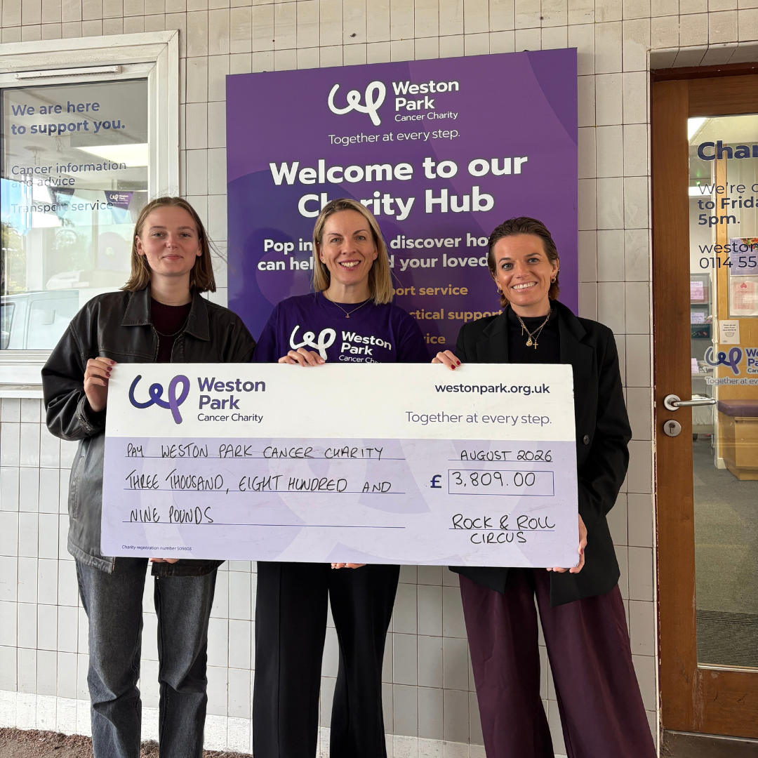 Ali O’Reilly and Cyd McCarthy presenting a cheque to Weston Park Cancer Charity