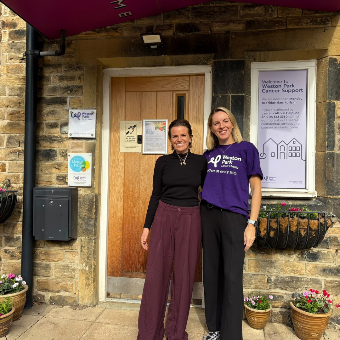 Cyd McCarthy and Ali O’Reilly outside the Weston Park Cancer Support hub